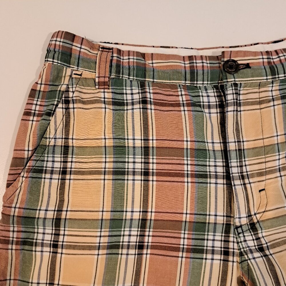 Banana Republic Men's 32x9.5 Flat Front 100% Cotton Plaid Shorts - Picture 8 of 14